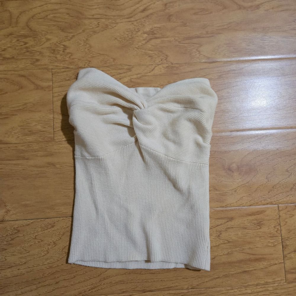 Cream Strapless Knit Top- XS